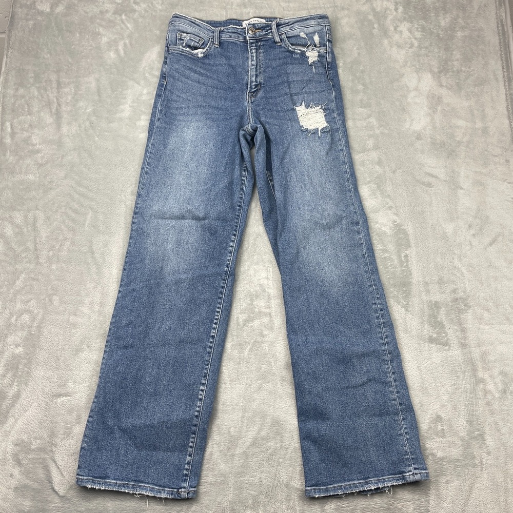 Flying Monkey Jeans Mens 31 (31x33) Blue Denim Distressed Straight Leg Outdoor